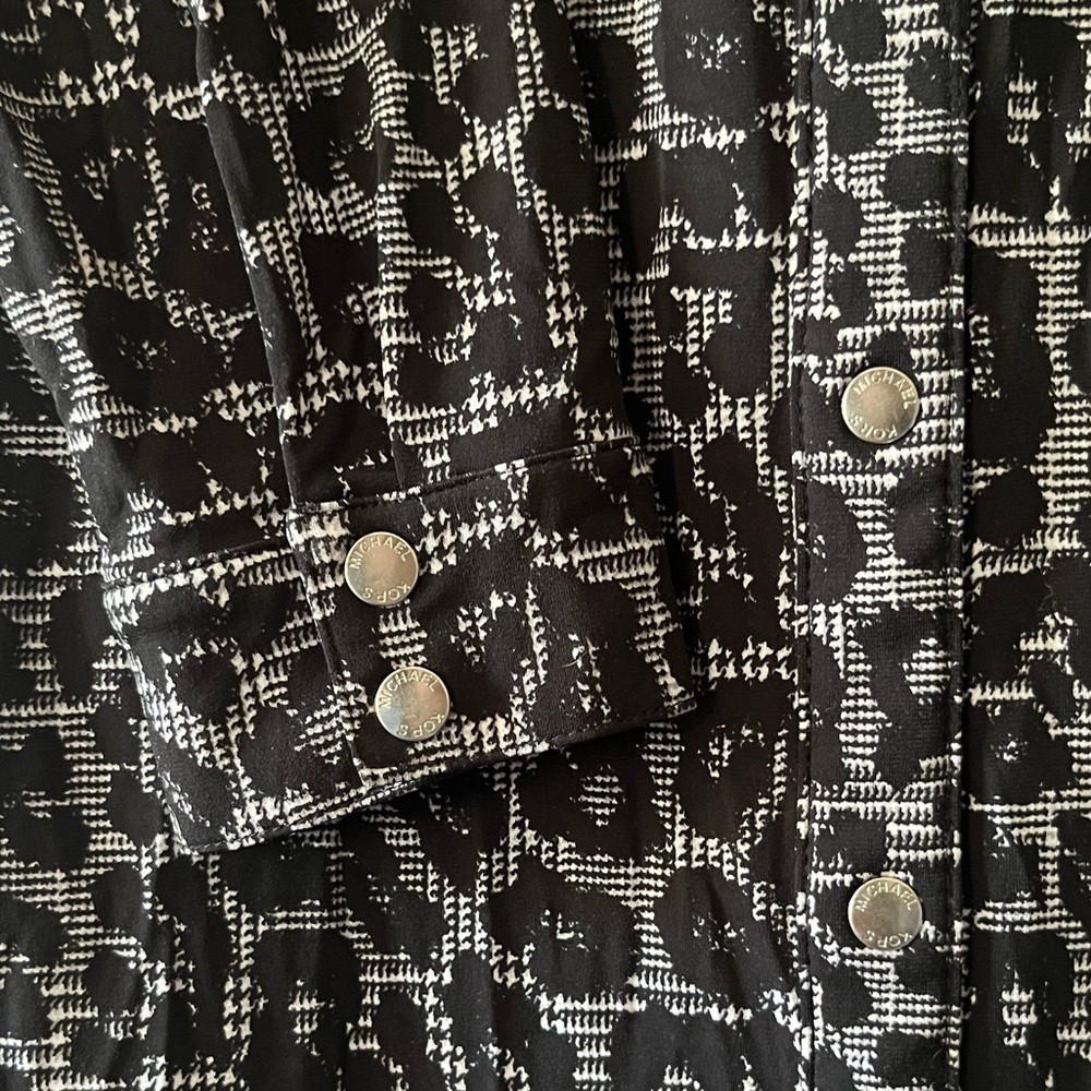 Michael Kors Black and Gray Leopard Print Slinky Mini-Dress - Picture 5 of 10